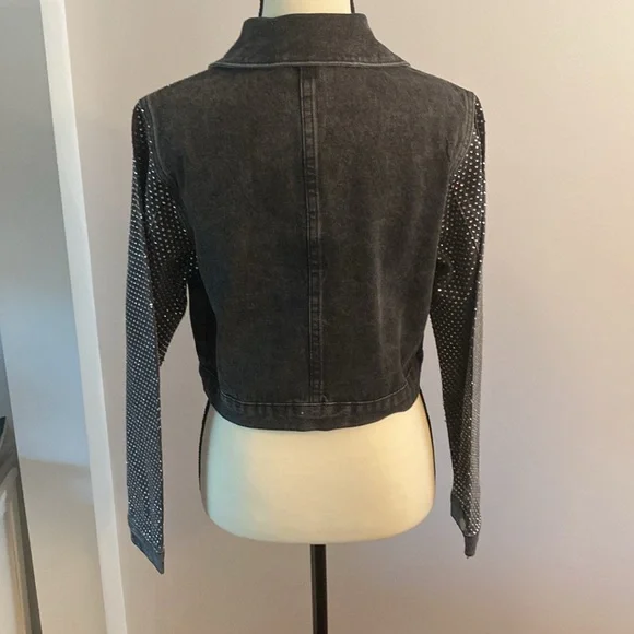 Windsor NWT size small acid black denim bling jacket - Picture 6 of 13